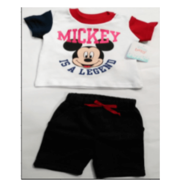 Set Of Mickey Unisex Short And Foil Printed T-shirt For Toddlers